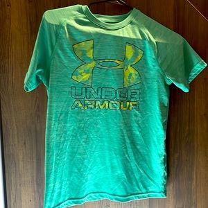 Under Armor team and neon yellow t-shirt.  Boys L